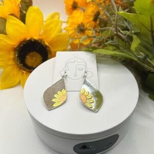 Boho Rhombus‎ Sunflower Pattern Earrings NEW